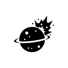 Planet with Explosion Center Black Filled Icon Cosmic Blast Style
