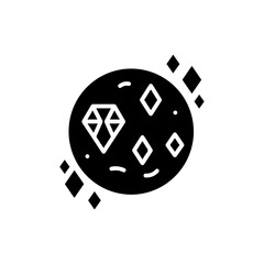 Planet with Diamond Surface Black Filled Icon Crystal Texturing