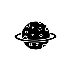 Planet with Ice Shard Texture Black Filled Icon