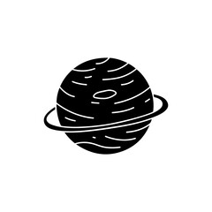 Planet with Hand Drawn Lines Black Filled Icon