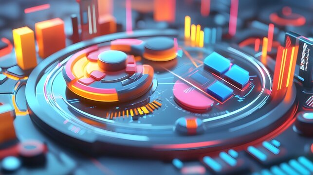 Abstract design with colorful geometric shapes. - Powered by Adobe