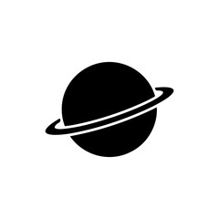 Uranus with Tilted Ring Black Filled Icon Minimal Rotated View