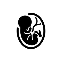 Minimal Black Icon Fetus Inside Womb Top View – Pregnancy, Health, Maternity