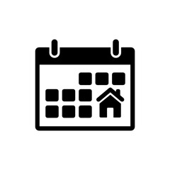 Black Filled Icon of Calendar with Home Marked on Date