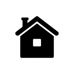 Home with Chimney and Window Icon Black Filled