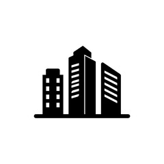 Three Different Buildings Representing Variety Icon Black Filled