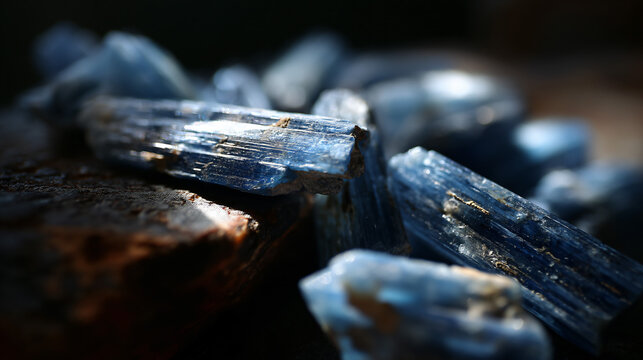 Pic of cyanite stones, known for their blue crystalline structure