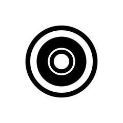 Black Silhouette Icon of Camera Lens with Circle Focus Inside