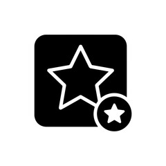 Black Square Icon with Star in the Middle for Favorites or Bookmarked Items