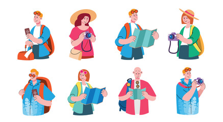 Fototapeta premium Tourist Character Set Vector illustration