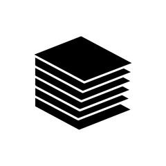 Black Filled Icon of Blank Paper Stack with Aligned Edges