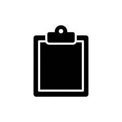 Black Filled Icon of Clipboard with Clip on Top and Paper