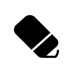 Black Filled Icon of Eraser Half Used with Beveled Edge, Writing Tool Symbol