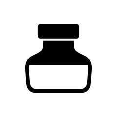 Black Filled Icon of Ink Bottle with Widened Bottom and Narrow Neck