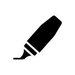 Black Filled Icon of Highlighter with Chisel Tip and Removable Cap