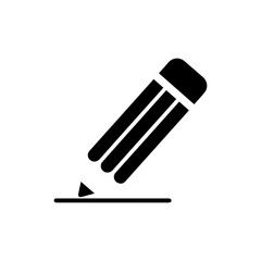 Pencil Tilted with Sharp Tip and Hexagonal Body Icon, Black Filled Writing Symbol