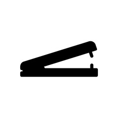 Black Filled Icon of Staple with Two Teeth in Flat Line Structure
