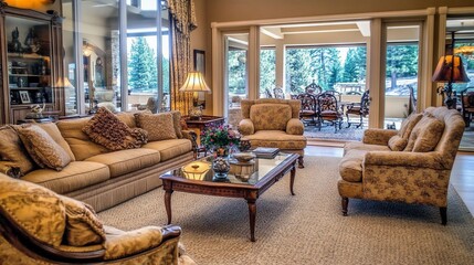 Luxurious living room with expansive views