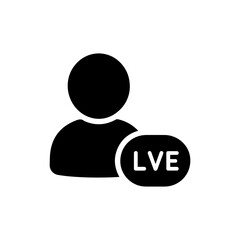Black Filled Icon of Avatar Profile Picture with Live Icon