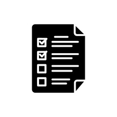 Black Icon of Checklist on Paper Sheet