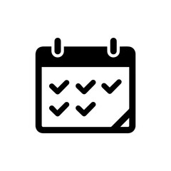 Black Calendar Icon with Three Checks