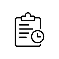 Clipboard with Time Clock Icon - Minimal Black