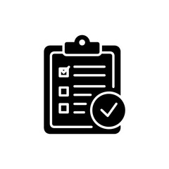Fototapeta premium Clipboard with Checkmark Icon - Minimal Black
