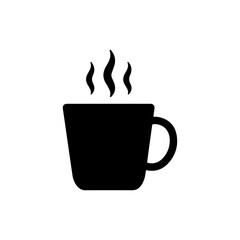 Hot Beverage in Mug with Steam Icon - Black Filled Design