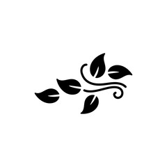 Group of Leaves Dancing in Wind Icon - Black Design