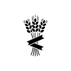 Ribbon Tied Around Wheat Bundle Icon Black