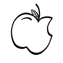 Apple Back to School Doodle Sketch Illustration for Scrapbook and Journal Decoration