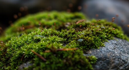 Moss growing on stones in a natural environment  