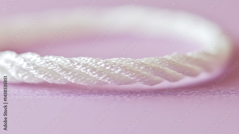 Aufkleber close up view of intertwined white rope on soft pink paper, creating a seamless loop