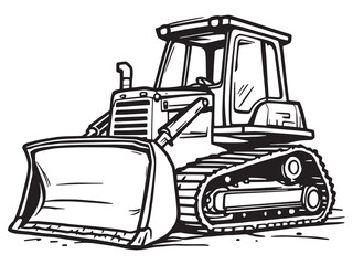 Naklejka premium Different Type of Bulldozer Clear Vision Simple Line Art Design