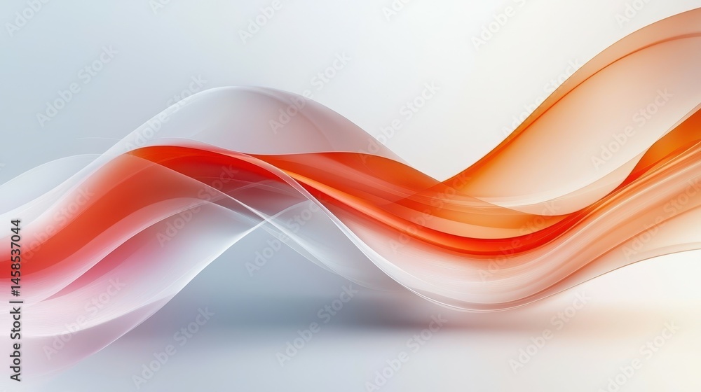 Poster abstract wavy lines in vibrant orange and soft white tones create a dynamic flow.