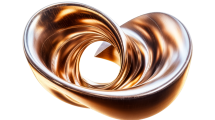 Shiny Golden Abstract Knot, Sculpture Form, Isolated, cut out transparent