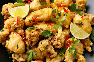 Salt and Pepper Cuttlefish. Crispy fried cuttlefish. Mediterranean food