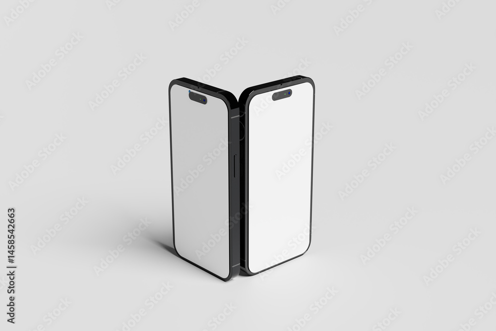 Poster smartphone mockup, device front view. 3d mobile phone with shadow. realistic, high quality smart pho