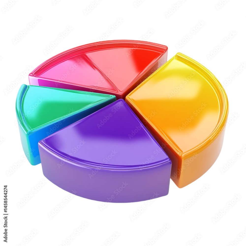 Aufkleber colorful 3d pie chart data visualization sections segments