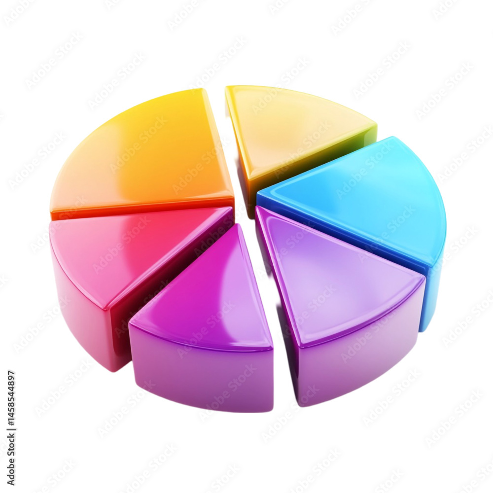 Poster colorful 3d pie chart data visualization segments analysis infographic