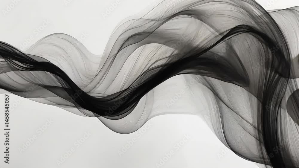 Aufkleber elegant flow of black fabric abstract minimalist design showcasing movement and texture with soft cu