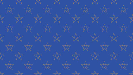 青い下地に黄色い星柄のパターン背景イラスト。シームレスなベクターの4Kイラスト素材