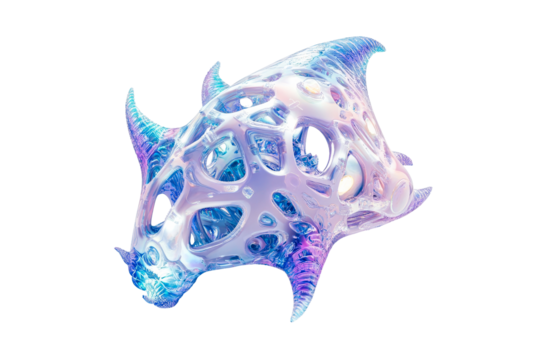 Abstract iridescent horn shaped structure isolated, cut out transparent - Powered by Adobe