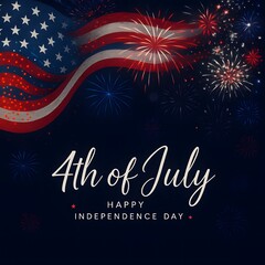 4th of July card with fireworks