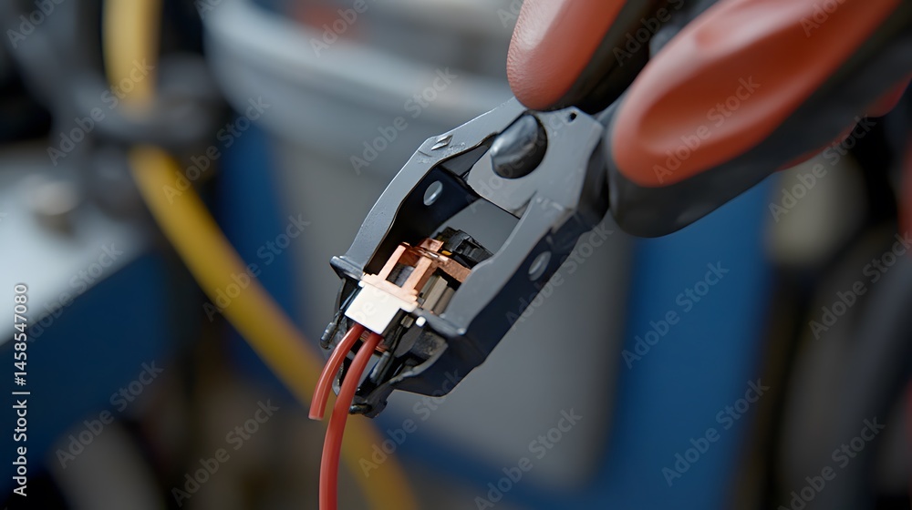 Poster close-up view of a robotic arm gripping a connector.