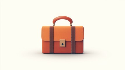 Vintage Orange Briefcase: A Classic Design on White Background