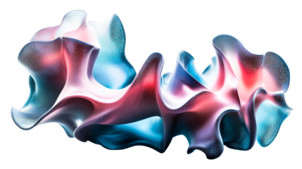 Wavy abstract shape, red and blue gradient, isolated, cut out transparent