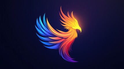 Majestic Phoenix: A vibrant, stylized phoenix design with fiery plumage and gradient colors, symbolizing rebirth, power, and transformation.