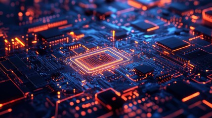 Obraz premium Artificial Intelligence Chip Processing Futuristic Design