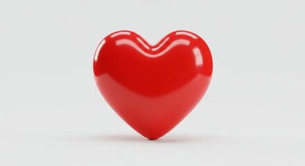 Obraz premium 3D Render of a Glossy Red Heart Shape on a Clean Background